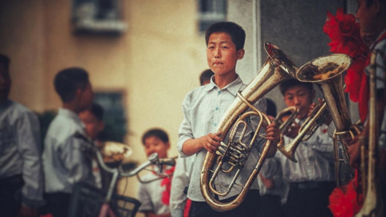 A young North Korean musician in the border town of Kaesong, taken on September 4. Music is a huge part of life in North Korea.