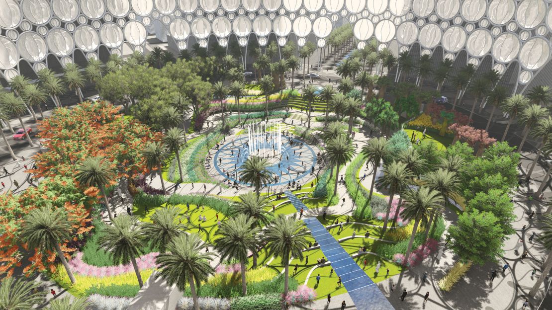 Inside the Al Wasl Plaza. The legacy team plan to transform the large dome into a park area when the expo is over.