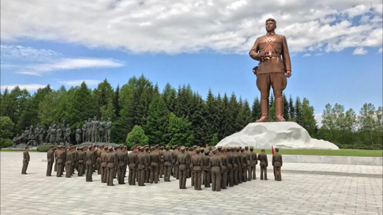 This statue in Samjiyon depicts North Korea's founding President Kim Il Sung when he was a guerrilla fighter against the Japanese. Taken on September 6.