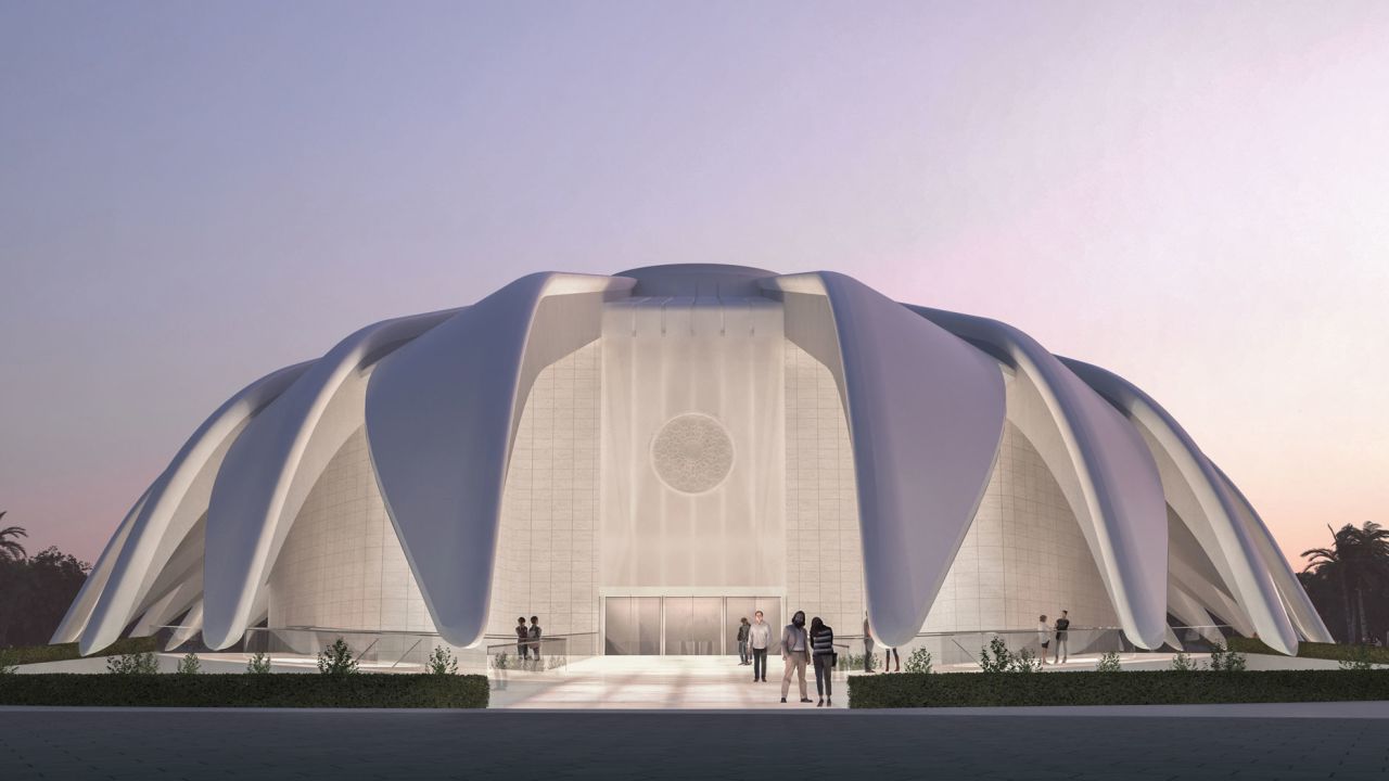 The UAE Pavilion for Dubai 2020, designed by Santiago Calatrava and inspired by the wings of a falcon.