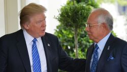 US President Donald Trump greets Malaysian Prime Minister Najib Razak outside of the West Wing of the White House on September 12, 2017, in Washington, DC. (MANDEL NGAN/AFP/Getty Images)
