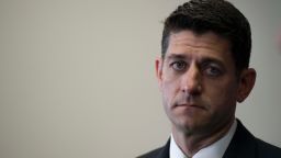 US Speaker of the House of Representatives Paul Ryan looks on during a press conference after the Republican Conference meeting on Capitol Hill in Washington, DC, on September 13, 2017. (JIM WATSON/AFP/Getty Images)