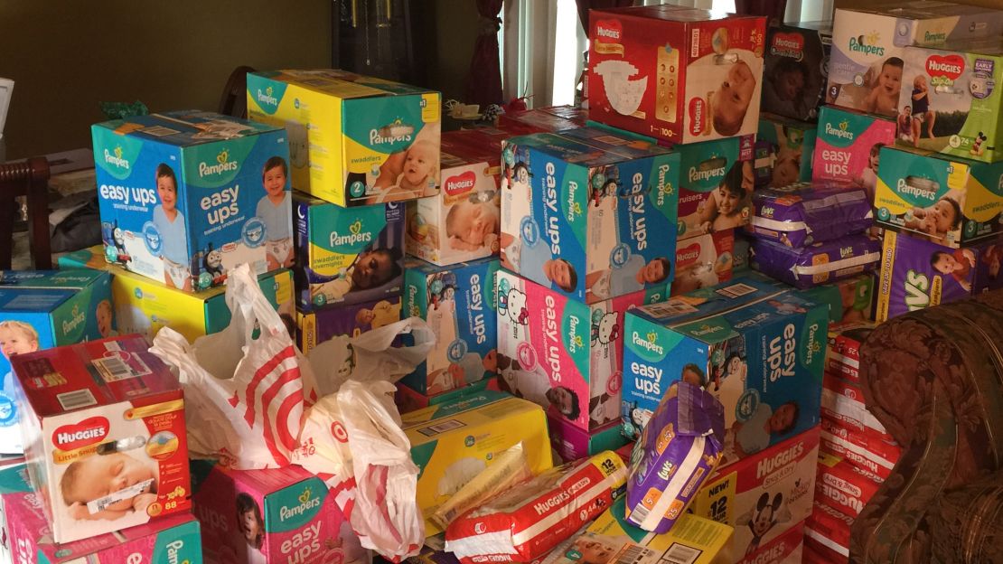 Kimberly Gager's home is filled with diapers, one of the supplies she says families need most.