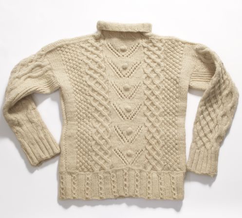 A knit Aran-style woollen jumper from 1942.
