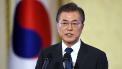 SEOUL, SOUTH KOREA - AUGUST 17:  South Korean President Moon Jae-in speaks during a press conference marking his first 100 days in office at the presidential blue house on August 17, 2017 in Seoul, South Korea.  (Photo by Jung Yeon-Je-Pool/Getty Images)