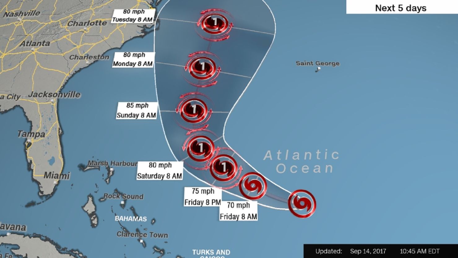 Tropical Storm Jose’s forecast path shifts west toward US CNN
