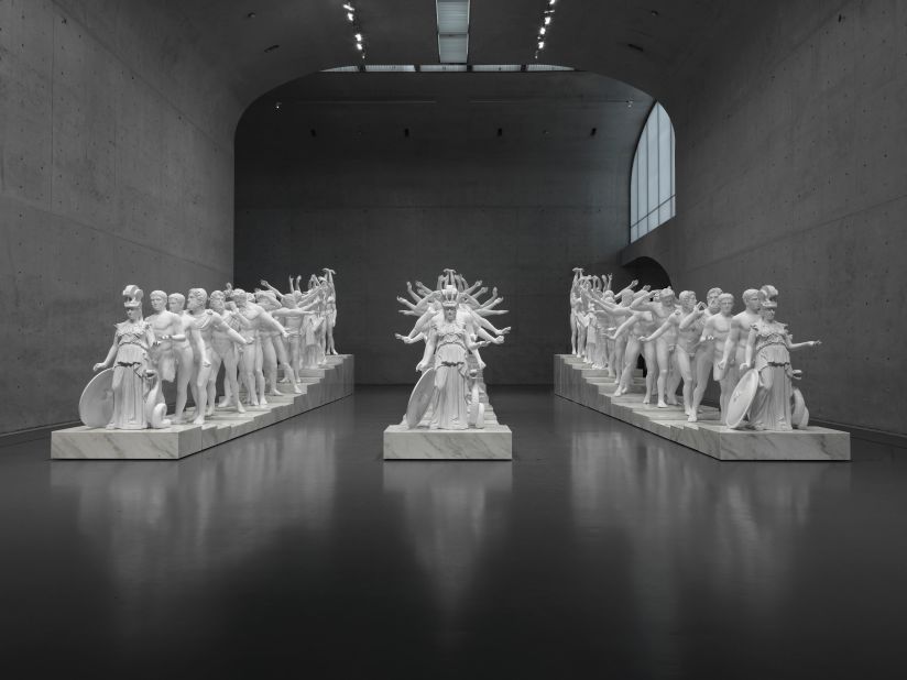 In this work, the MadeIn Company fuses Western classical sculptures with Buddhist iconography.