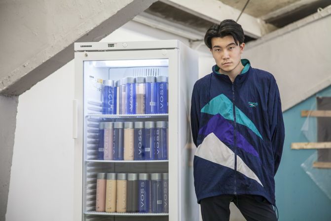 Just 23 years old, Michael Xufu Huang is already a prominent collector and curator. Michael Xufu Huang, pictured alongside an installation by Swiss artist Pamela Rosenkranz, whose works feature in M Woods' extensive collection.