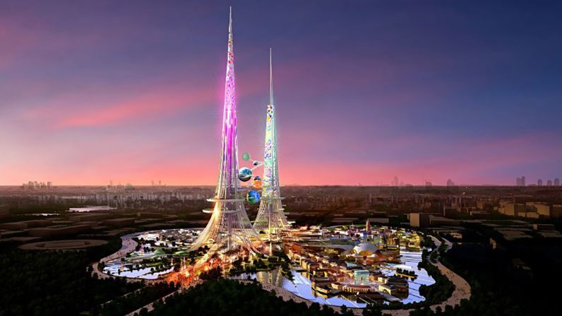 The Phoenix Towers are planned for construction in Wuhan, the capital of Hubei province. The towers will be one kilometer high, and are scheduled for completion by 2017 or 2018. 