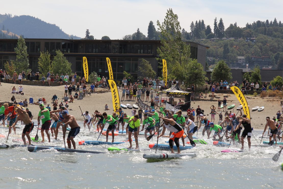 The course race begins at the beach in Hood River, Oregon.