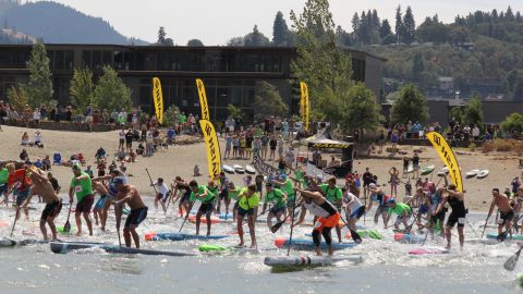 The course race begins at the beach in Hood River, Oregon.