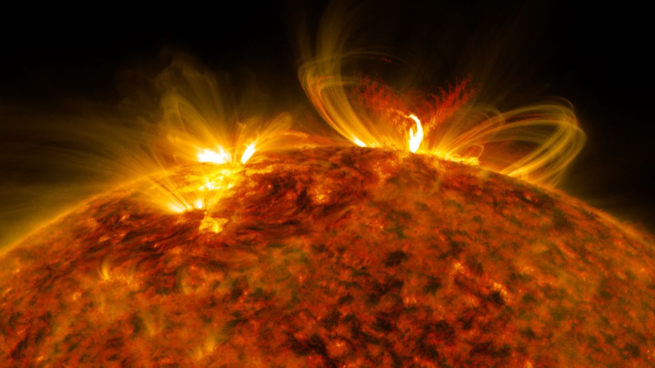 An X8.2 class solar flare flashes in the edge of the sun on September 10.