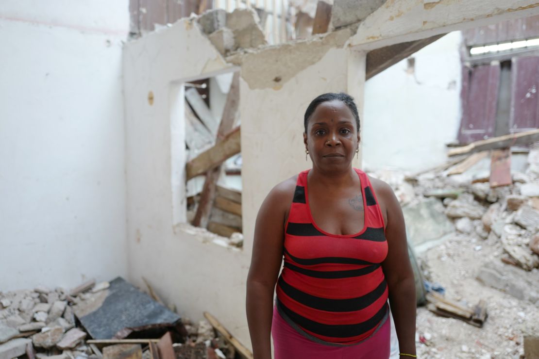 Litza Pe?alver Sierra on Wednesday, amid the rubble of an  apartment where two brothers died after Hurricane Irma caused their ceiling to cave in on them.