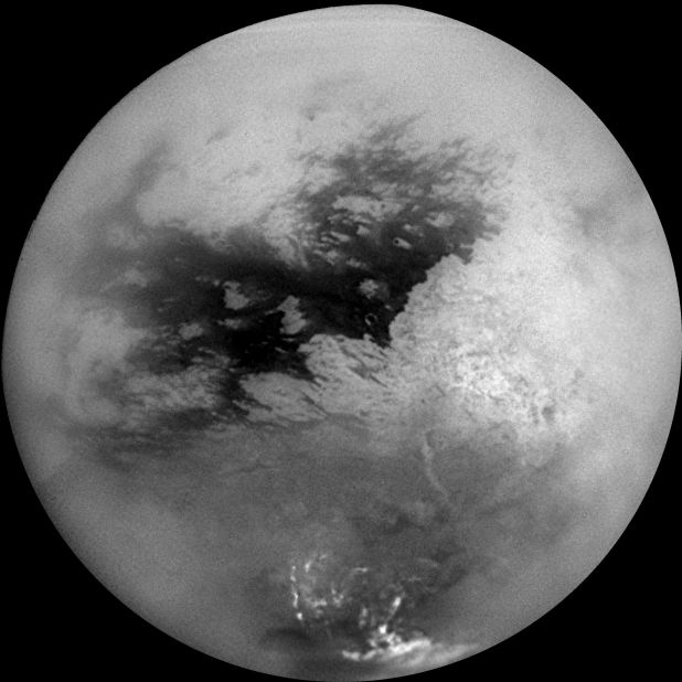 This mosaic of nine images shows Saturn's moon Titan during Cassini's first very close flyby on October 26, 2004. The spacecraft was at distances ranging from about 200,000 miles (320,000 kilometers) to 400,000 miles (640,000 kilometers) from Titan when the images were taken.