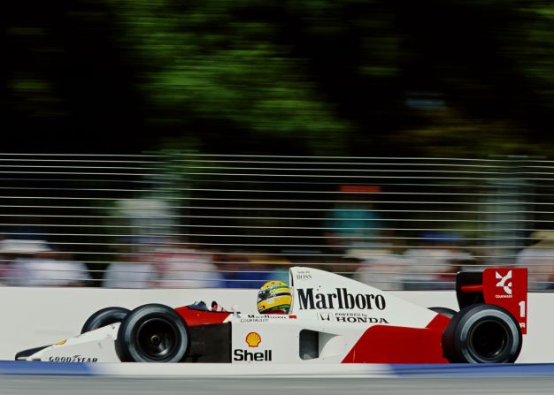 Ayrton Senna in action for McLaren at the 1991 Australian Grand Prix in Adelaide. The Brazilian won his third and final drivers' title with McLaren the same year. 