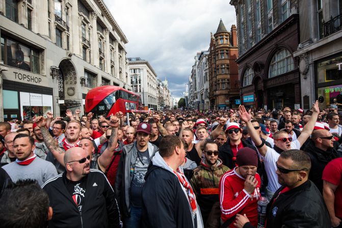 Cologne fans had marched through Soho before making their way to north London for the match.