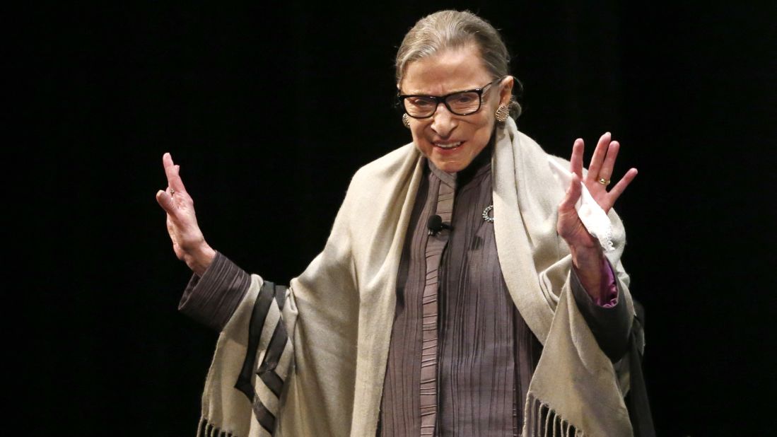 Ginsburg acknowledges applause before a speaking event in Chicago in September 2017.