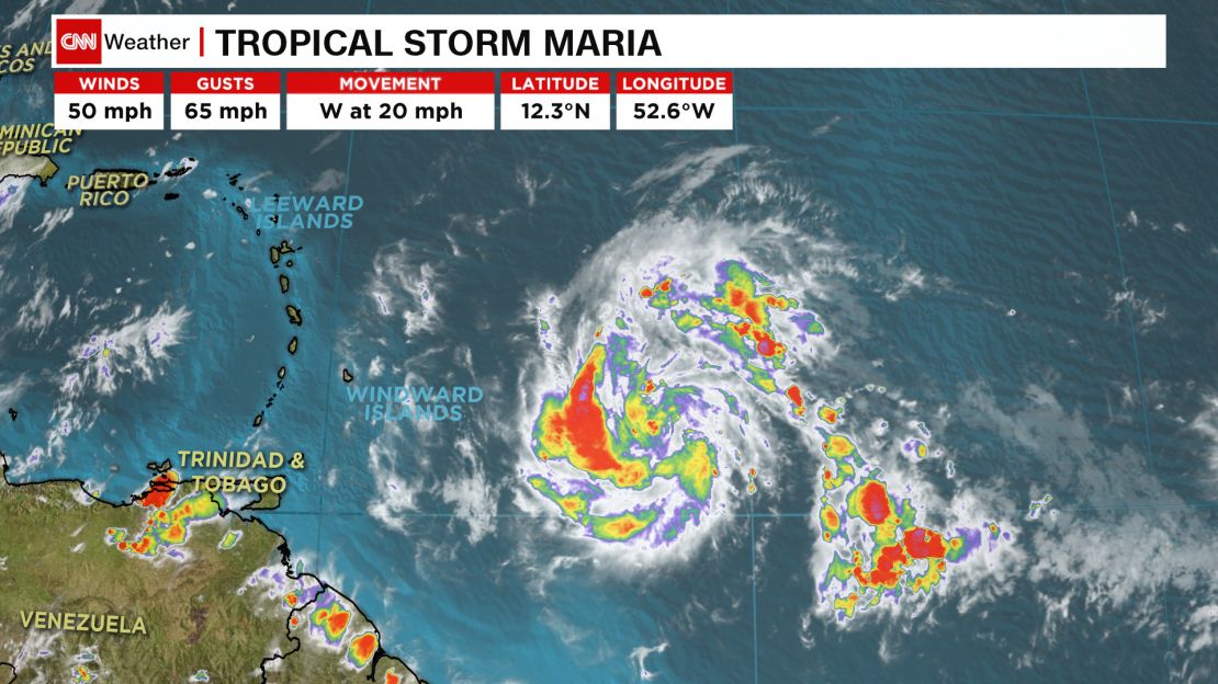 Tropical Storm Maria forms in the Atlantic.