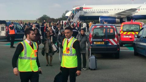 A British Airways flight was evacuated at Charles de Gaulle airport in Paris on Sunday amid security concerns.