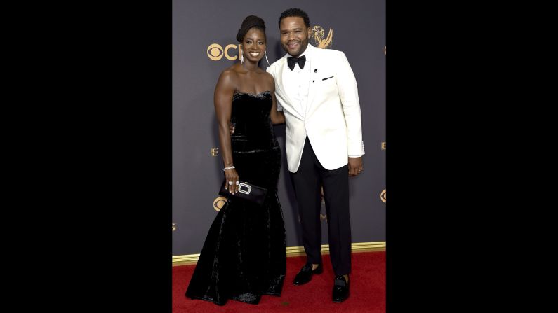 Alvina Stewart, left, and Anthony Anderson arrive at the 69th Primetime Emmy Awards on Sunday, September 17, at the Microsoft Theater in Los Angeles.