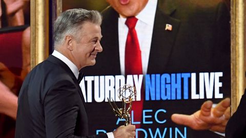 LOS ANGELES, CA - SEPTEMBER 17: Actor Alec Baldwin accepts Outstanding Supporting Actor in a Comedy Series for 'Saturday Night Live' onstage during the 69th Annual Primetime Emmy Awards at Microsoft Theater on September 17, 2017 in Los Angeles, California. (Photo by Kevin Winter/Getty Images)