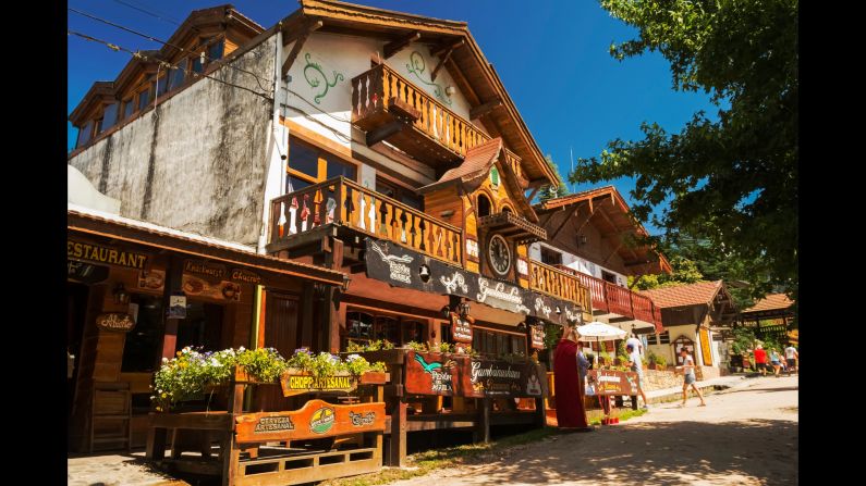 The village sprung up in traditional alpine style, with restaurants serving hearty goulash, sausages and schnitzel along with steins of German beer.