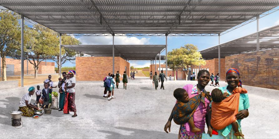 The school's design comprises mud-brick classrooms set around a series of courtyards.