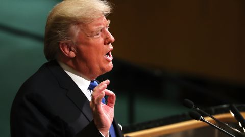 President Donald Trump speaks to world leaders at the 72nd United Nations General Assembly in New York on September 19, 2017.