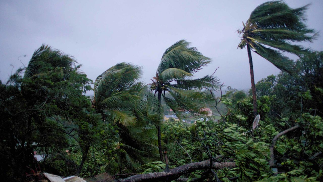 A picture taken on September 19, 2017 shows the powerful winds and rains of hurricane Maria battering the city of Petit-Bourg on the French overseas Caribbean island of Guadeloupe.
Hurricane Maria strengthened into a "potentially catastrophic" Category Five storm as it barrelled into eastern Caribbean islands still reeling from Irma, forcing residents to evacuate in powerful winds and lashing rain. / AFP PHOTO / Cedrik-Isham Calvados / 
        (Photo credit should read CEDRIK-ISHAM CALVADOS/AFP/Getty Images)