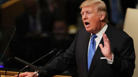 President Donald Trump addresses world leaders at the United Nations General Assembly.