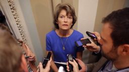 WASHINGTON, DC - JULY 18:  Sen. Lisa Murkowski (R-AK) talks with reporters before attending the weekly Senate Republican policy luncheon outside the Mansfield Room at the U.S. Capitol July 18, 2017 in Washington, DC. Senate Majority Leader Mitch McConnell (R-KY) said there are not enough votes for his plan to repeal and replace the Affordable Care Act but he plans on introducing legislation this week that would simply repeal Obamacare.  (Photo by Chip Somodevilla/Getty Images)