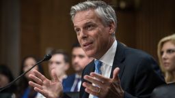 Jon Huntsman testifies before the US Senate Foreign Relations Committee on his nomination to be ambassador to Russia on Capitol Hill in Washington, DC, on September 19, 2017.  (NICHOLAS KAMM/AFP/Getty Images)