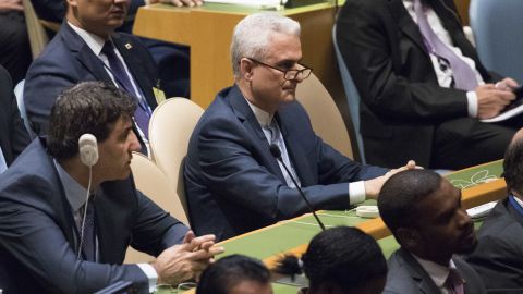 Members of the Iranian delegation during Trump's speech on Tuesday.