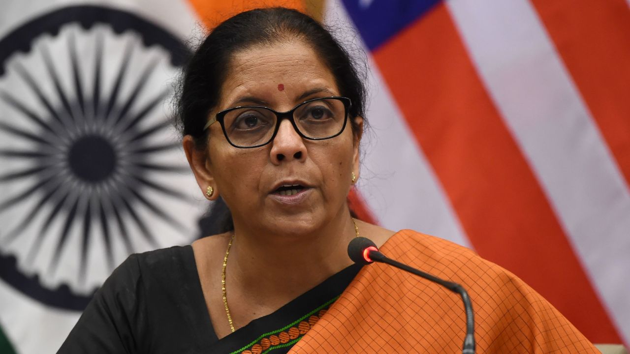 Nirmala Sitharaman, in her previous role as minister of commerce and industry, speaks during a joint press conference alongside the US Secretary of State John Kerry (not in shot), New Delhi, August 30, 2016.