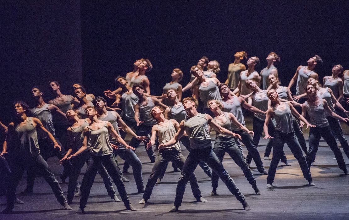 A scene from "Flight Pattern" from the mixed programme "The Human Seasons / After the Rain / Flight Pattern." It was last on stage 16--24 March 2017 as part of the Winter 2016/17 season at The Royal Opera House