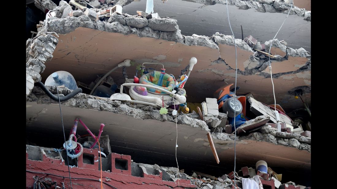 Children's toys are seen in a damaged building in Mexico City on September 20.