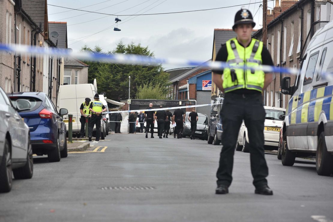 Officers continue to search a property in Newport, South Wales where a 25-year-old was taken into custody on Tuesday night in connection with last week's subway bombing at Parsons Green Underground station in London. 
