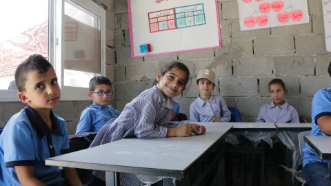 Palestinian students have returned to one school rebuilt after Israel forces demolished it last month. 