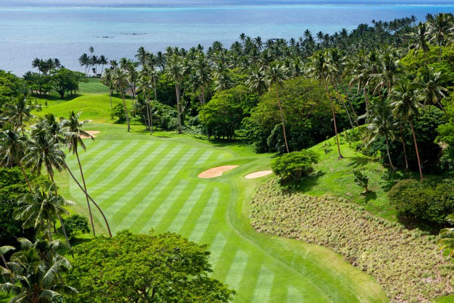 Volcanic mountains, cliff faces and the thundering surf of the South Pacific make up the backdrop for golfing on <strong>Laucala Island</strong> in Fiji.