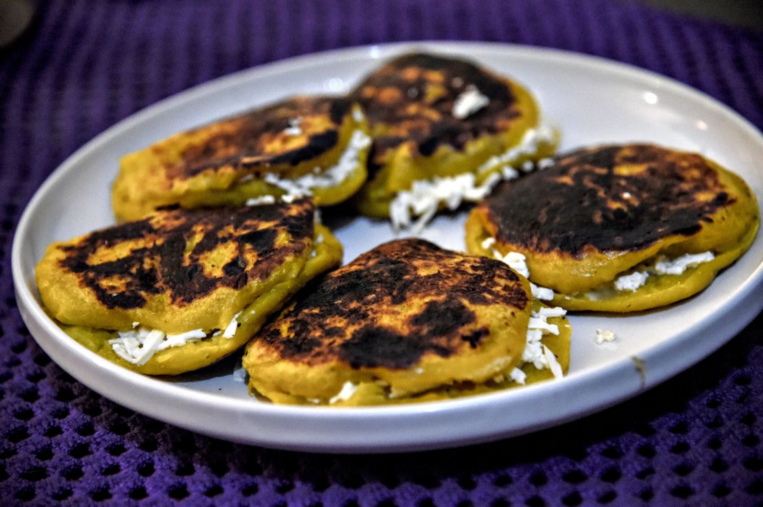 Corn-dough patties topped with tastiness. 