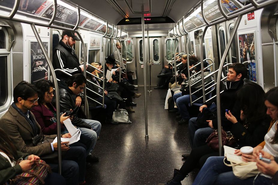 Passengers on the New York City subway.