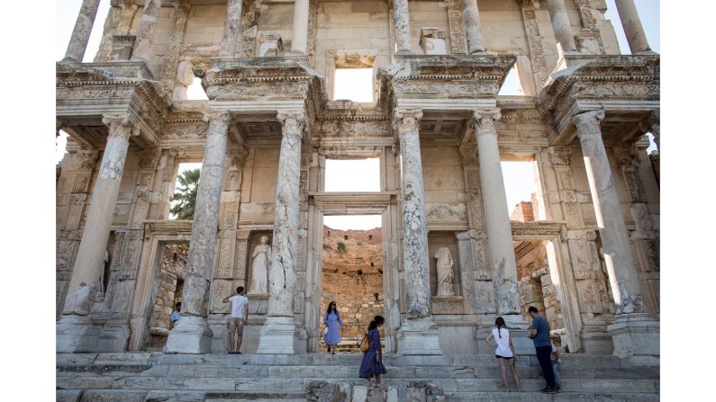 <strong>Selçuk, Turkey: </strong>The Library of Celsus was built in the ancient city of Ephesus -- now modern-day Turkey -- circa 114-117 CE. The facade was re-erected by archaeologists in the 1970s. 