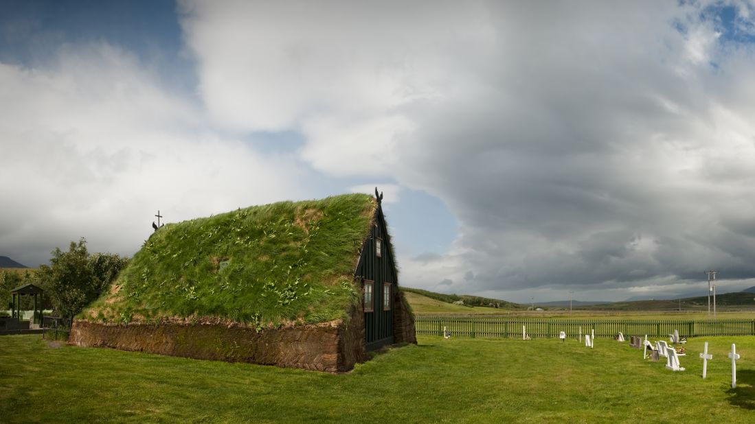 The church at Skagafjordur is one of the last few preserved turf churches, and is a National Icelandic Landmark.