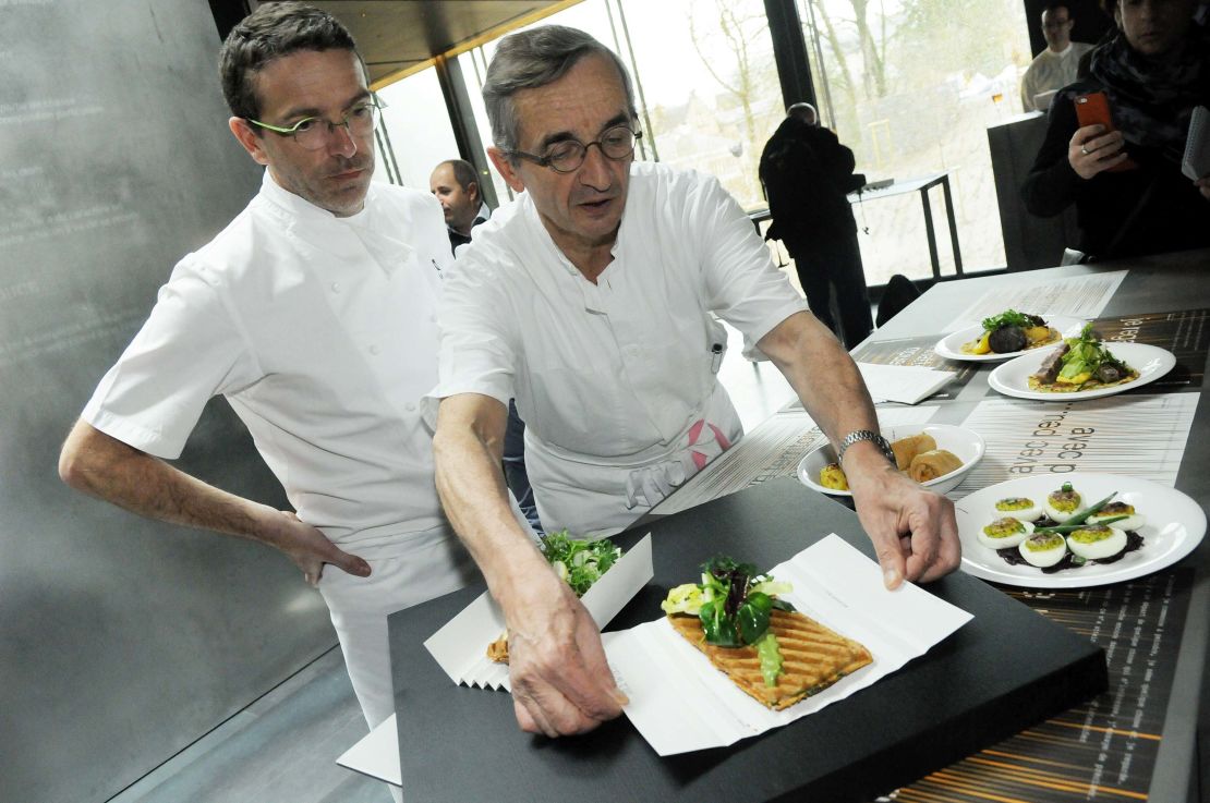 French chef Sebastien Bras, left, with his father Michel Bras.