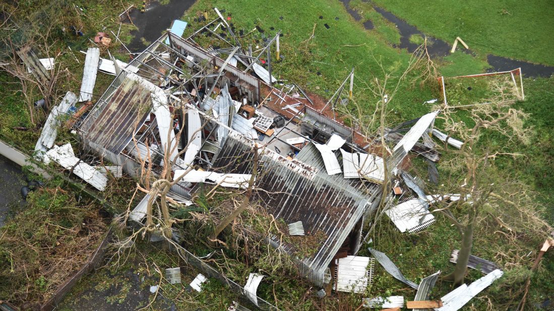 A shack is destroyed in San Juan on September 21.