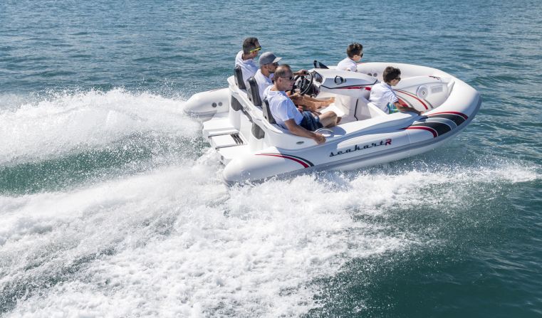 The Seakart 335 is designed for an array of clients; from the family after a fun weekend to the superyacht owner looking to add to his collection of toys. The boat's main lure is its combination of the speed and excitement of a jet ski with the safety and comfort of an inflatable boat.