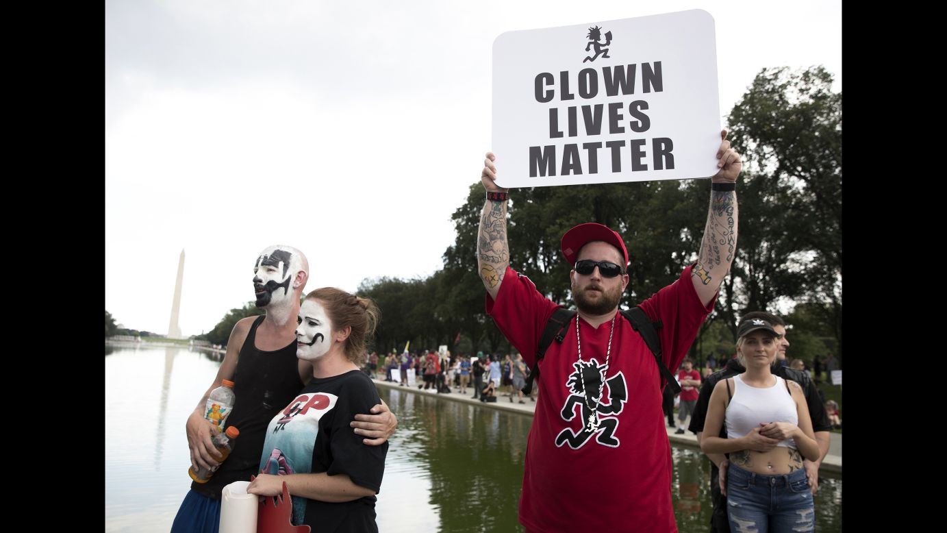 Fans of the rap group Insane Clown Posse, aka Juggalos, attend a march in Washington on Saturday, September 16. <a href="http://www.cnn.com/2017/09/16/us/cnnphotos-juggalo-trump-rally-washington-trnd/index.html" target="_blank">More than 1,000 Juggalos came out</a> to protest the FBI's 2011 decision to classify them as a criminal gang.