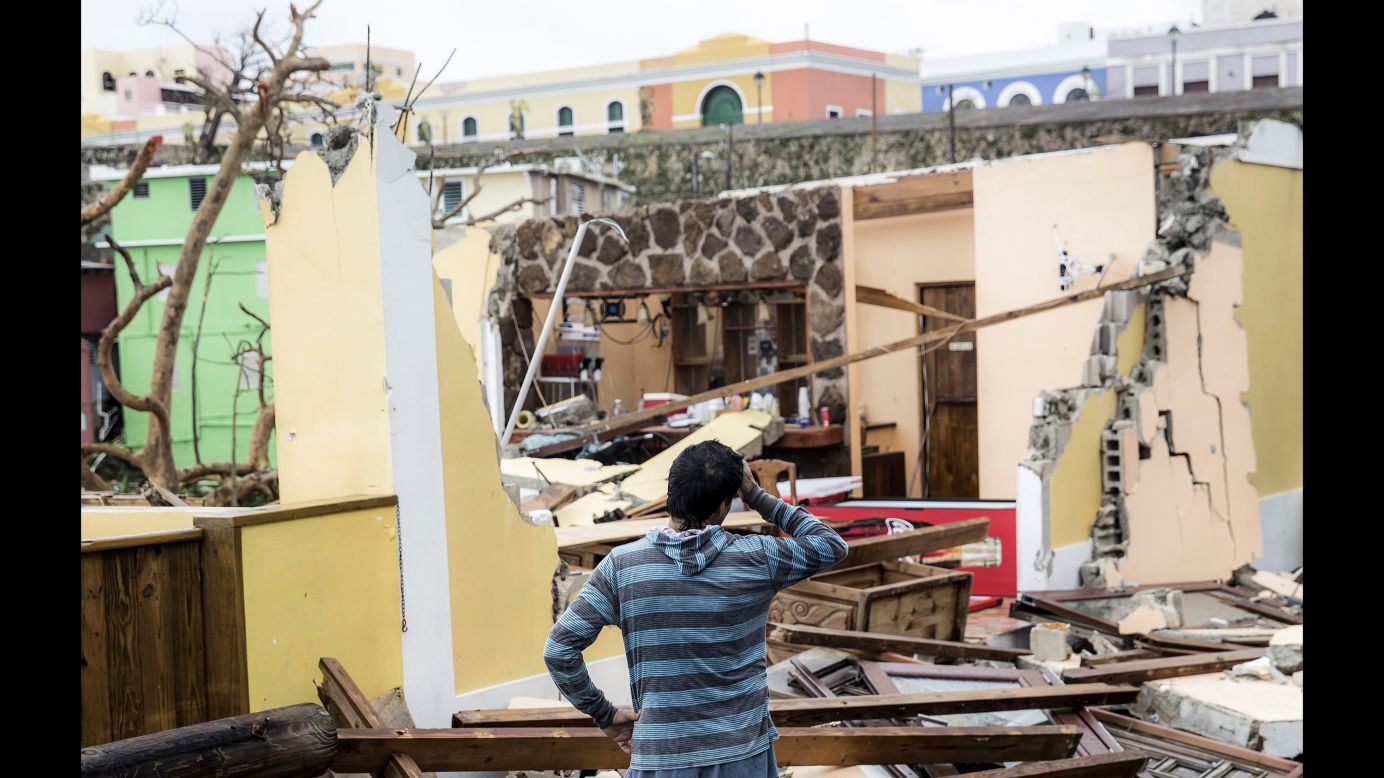 Homes are damaged in La Perla, a neighborhood in San Juan, Puerto Rico, a day after Hurricane Maria made landfall on Wednesday, September 20. Hurricane Maria is the strongest storm to make landfall in Puerto Rico in 85 years. It came ashore with sustained winds of 155 mph, <a href="http://www.cnn.com/interactive/2017/09/world/hurricane-maria-puerto-rico-cnnphotos/index.html" target="_blank">knocking out power to the entire island.</a> Trees were uprooted, homes were destroyed, and there was also widespread flooding.