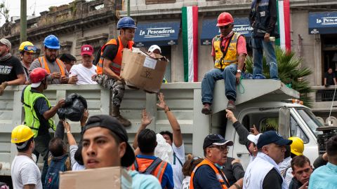 Volunteers gather excess supplies to send from Condesa to Morelos, a state closer to the quake's epicenter.  