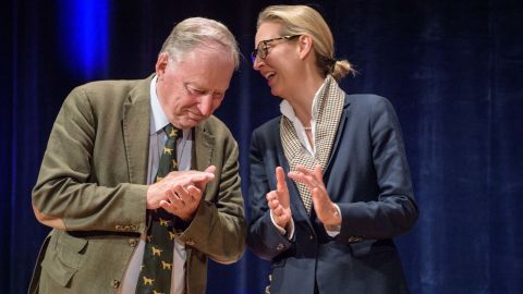 Alexander Gauland and Alice Weidel, co-lead candidates for the AfD in Sunday's election